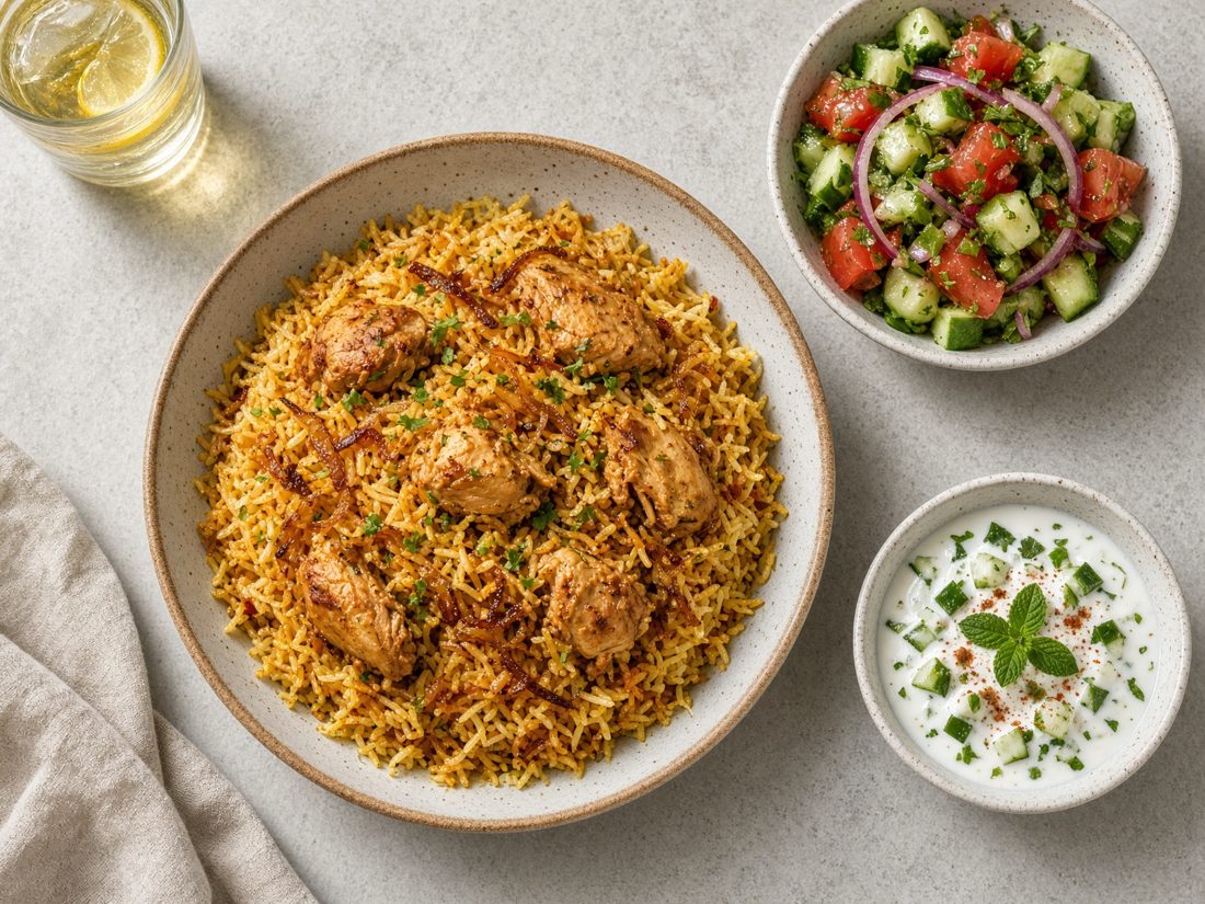 Chicken pilau rice with yoghurt